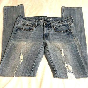 American Eagle Light Wash Distressed Denim